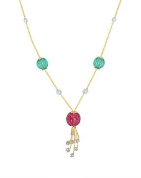 yellow gold colorful life diamond-studded pendant necklace