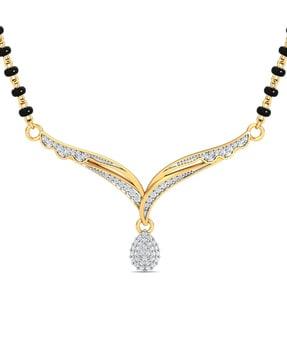 yellow gold diamond-studded abhyaasa mangalsutra