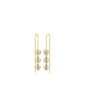 yellow gold diamond-studded drop earrings