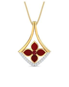 yellow gold diamond-studded enamel pendant