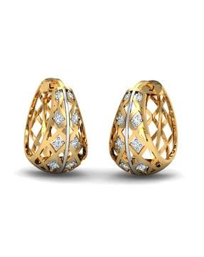 yellow gold diamond-studded hoop earrings