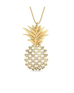 yellow gold diamond-studded pineapple pendant