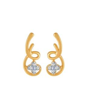 yellow gold diamond-studded stud earrings