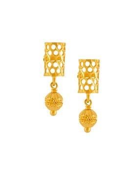 yellow gold filigree-design drop earrings
