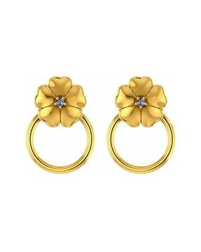 yellow gold floral design drop earrings