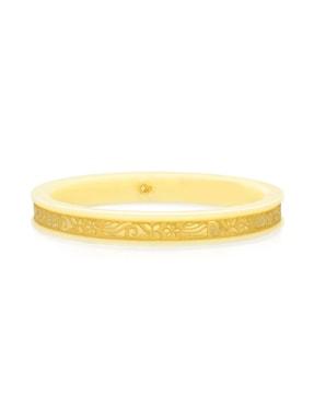yellow gold floral slip-on bangle