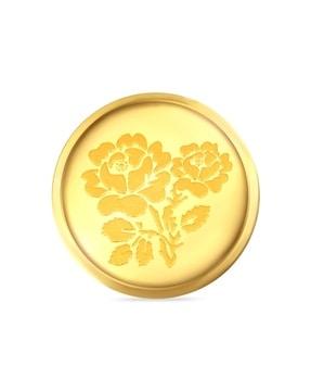 yellow gold flower engraved coin
