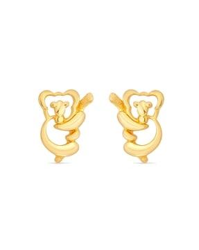 yellow gold ganesh shape stud earrings