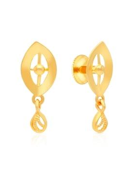 yellow gold geometric drop earrings