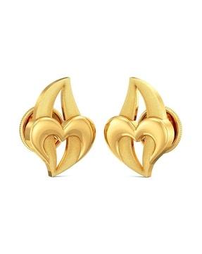 yellow gold heart stud earrings