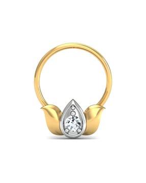 yellow gold lotus studded nosering