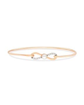 yellow gold rose-gold-plated stone-studded bangle