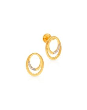 yellow gold stone stud earrings