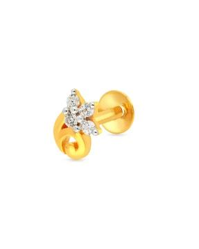 yellow gold stone-studded nose stud