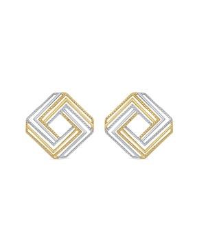 yellow gold stone-studded stud earrings