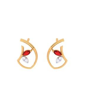 yellow gold stone-studded stud earrings
