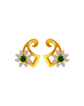 yellow gold studded earrings