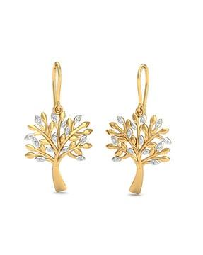 yellow gold tree of life drop earrings