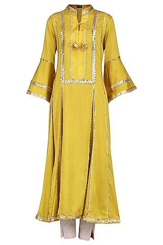 yellow gota patti embellished kurta set
