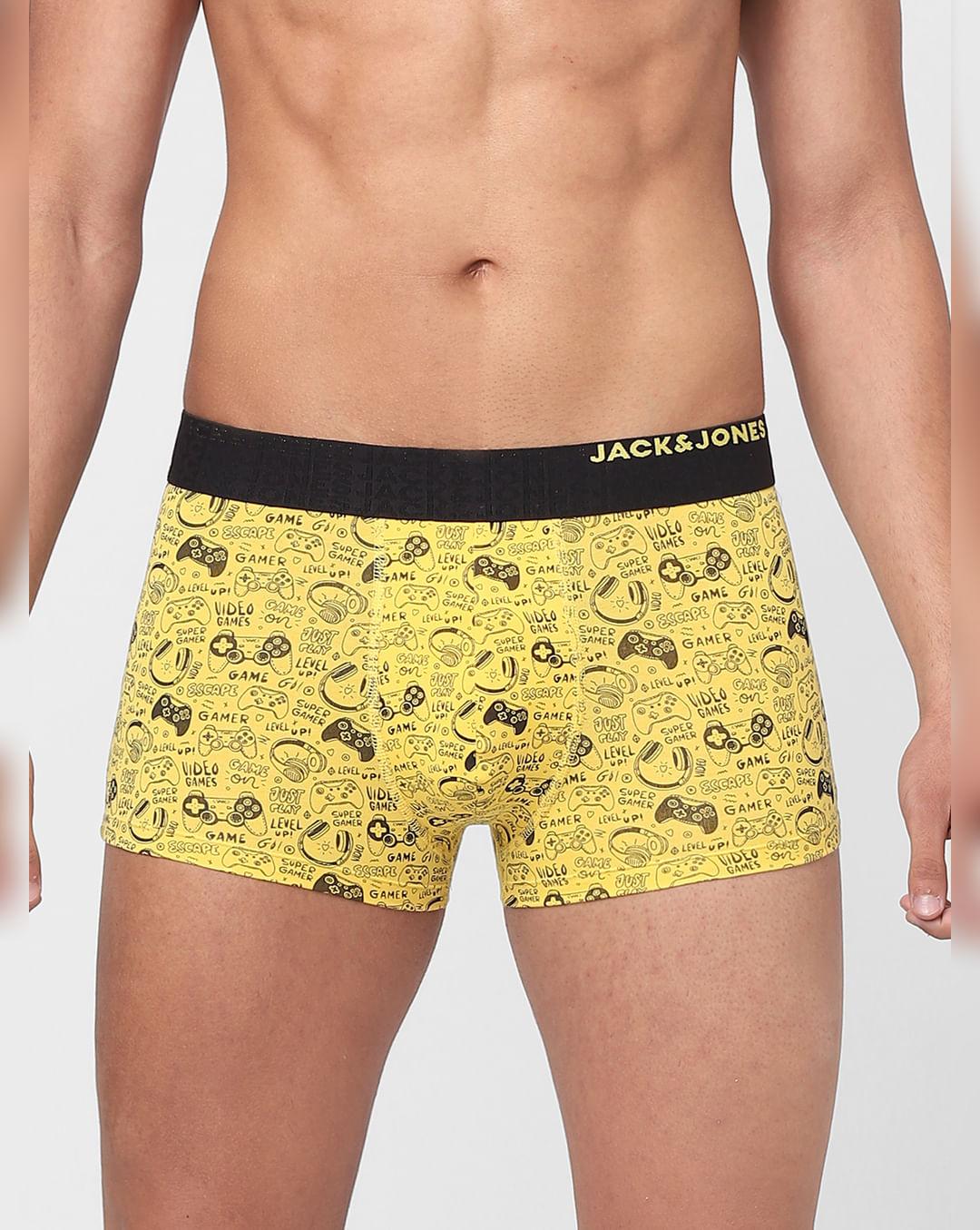 yellow graphic print trunks