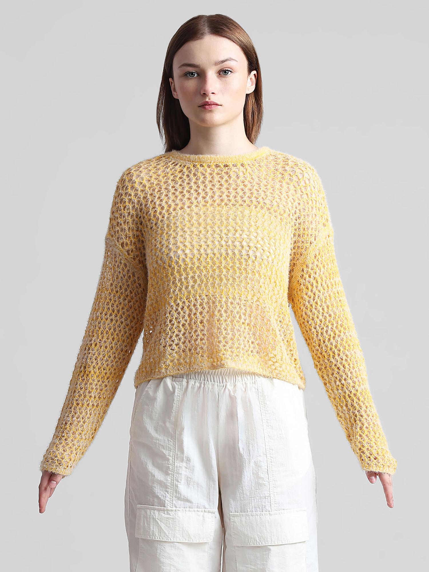yellow hole knit pullover