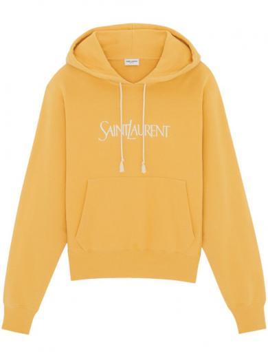 yellow logo cotton hoodie