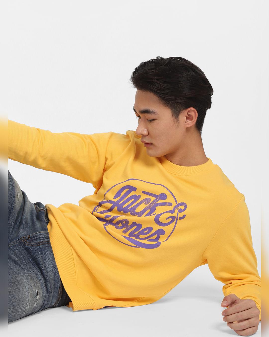 yellow logo print sweatshirt