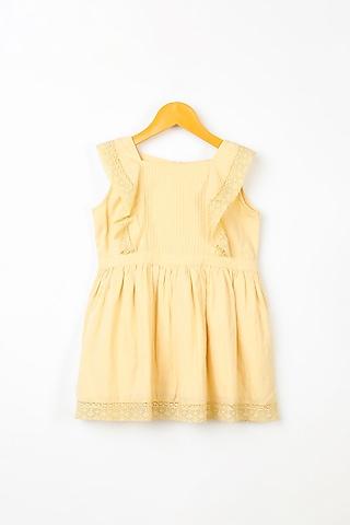 yellow organic cotton ruffled dress for girls