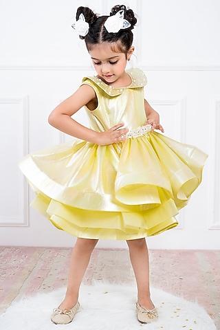 yellow organza dress for girls
