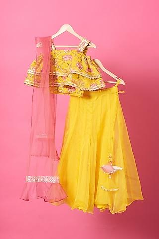 yellow organza palazzo pant set for girls