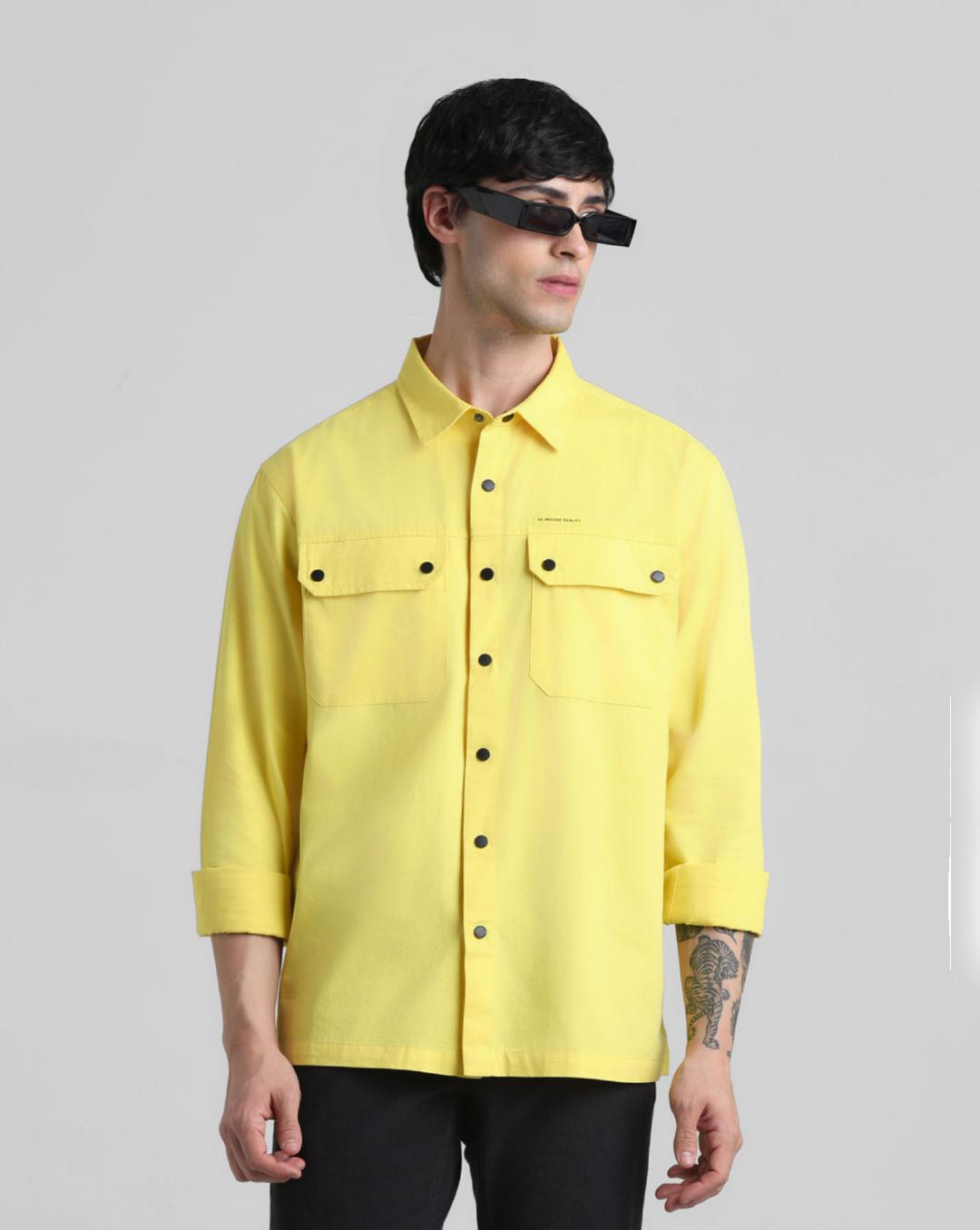yellow patch pocket oversized shirt