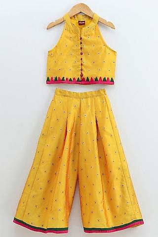 yellow-polyester-sharara-set-for-girls