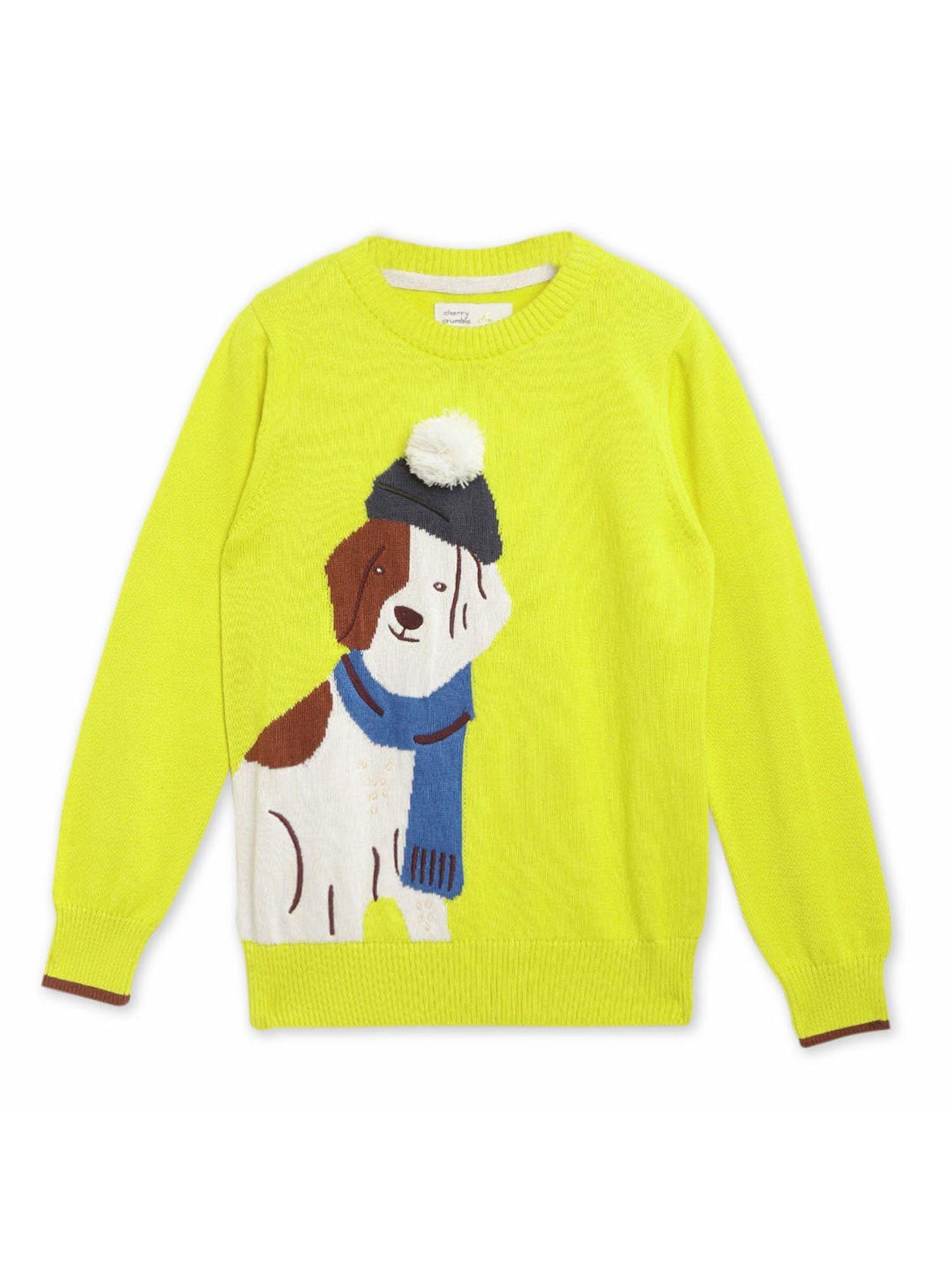 yellow pom pom animal sweater
