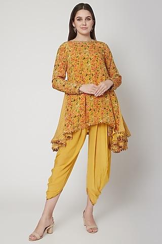 yellow-printed-&-embroidered-dhoti-set
