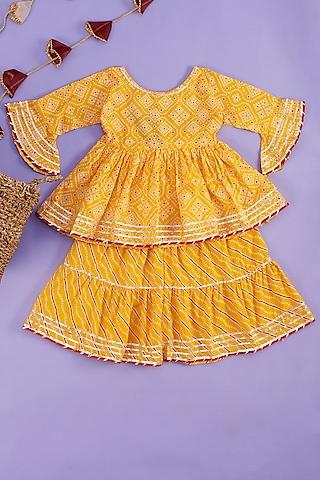 yellow-printed-kurta-set-for-girls