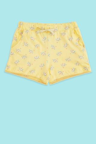 yellow printed thigh-length casual girls regular fit shorts