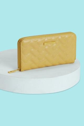 yellow quilted casual semi pu women wallet