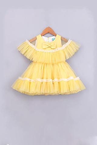yellow ruffled cape dress for girls