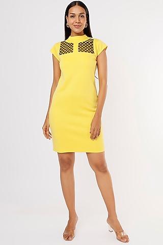 yellow scuba mini dress