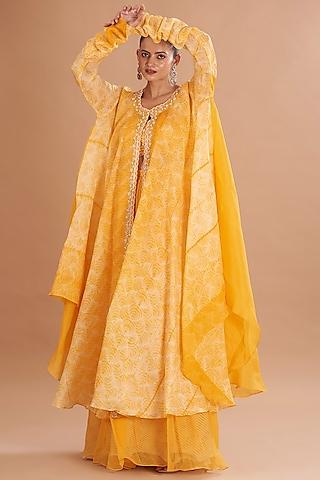 yellow shibori cape set