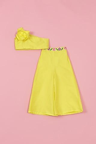 yellow silk co-ord set for girls
