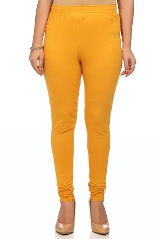 yellow solid ankle-length ethnic women slim fit churidar