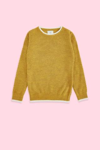 yellow solid casual full sleeves crew neck boys regular fit sweater