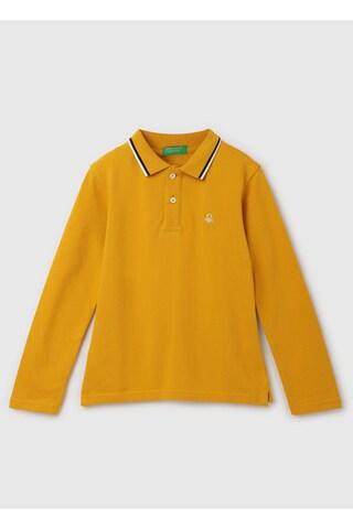 yellow solid casual full sleeves polo neck boys regular fit t-shirt
