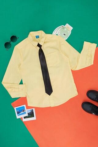 yellow solid casual full sleeves regular collar boys regular fit  shirt