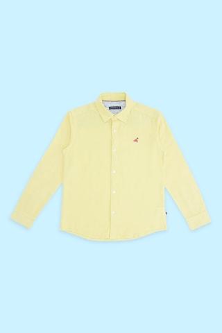 yellow solid casual full sleeves regular collar boys regular fit shirt