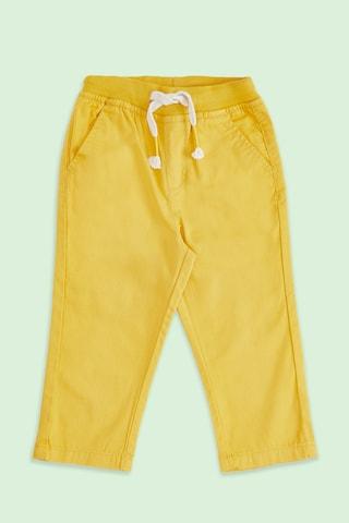 yellow solid full length casual baby regular fit trouser