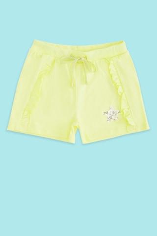 yellow solid knee length casual girls regular fit shorts