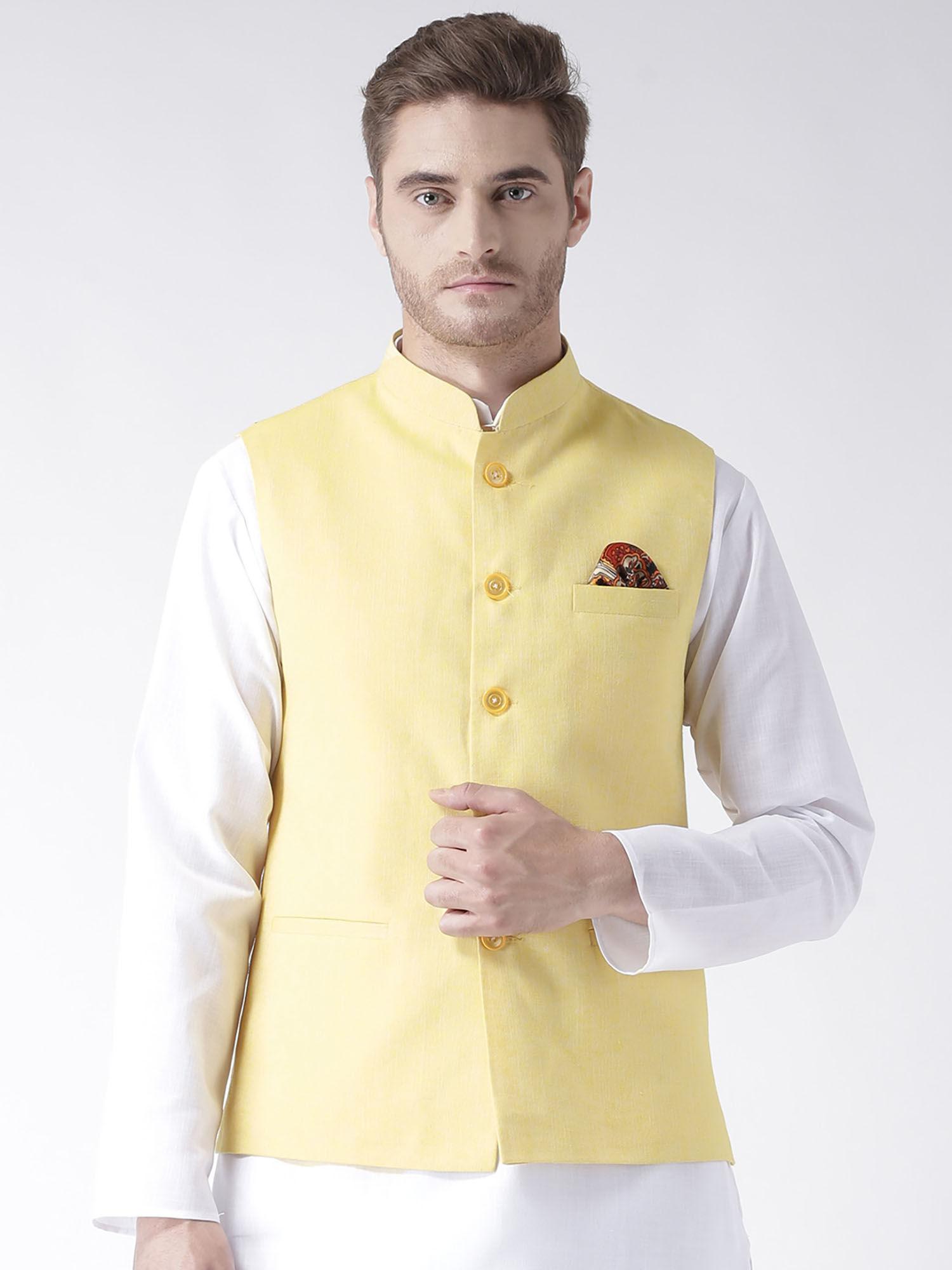 yellow-solid-linen-nehru-jacket