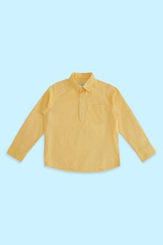 yellow solid smart casual full sleeves regular collar boys regular fit shirt